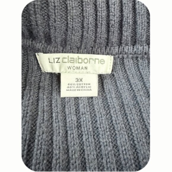 Liz Claiborne Blue pinstripe long sleeve zip up sweater 3X - Picture 6 of 7